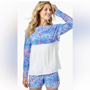 Lilly Pulitzer Finn Top in Zanzibar Blue Boatylicious print size Medium NWOT